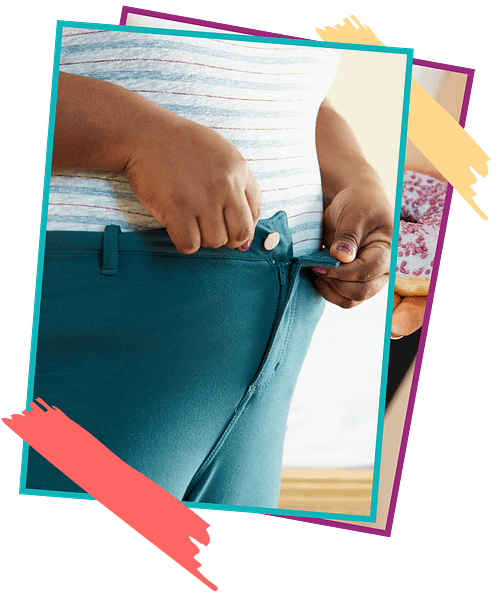 Woman buttoning pants Sip of Nature About page